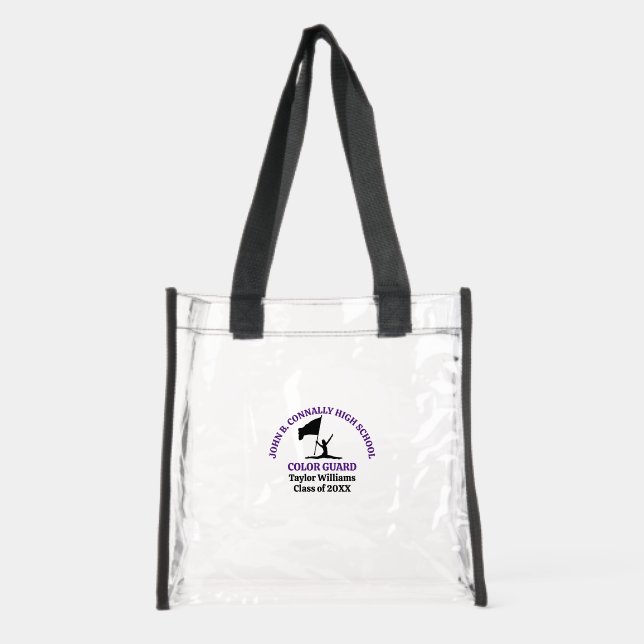 Purple High School Color Guard Personalized Clear Tote Bag (Front)