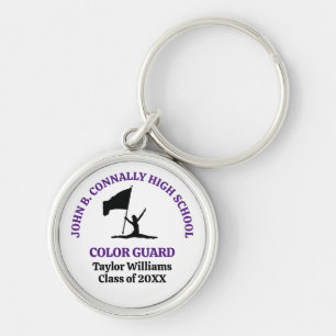 Purple High School Color Guard Personalized Keychain