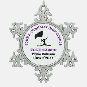 Purple High School Color Guard Personalized Snowflake Pewter Christmas Ornament