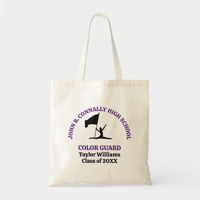 Purple High School Color Guard Personalized Tote Bag (Front)