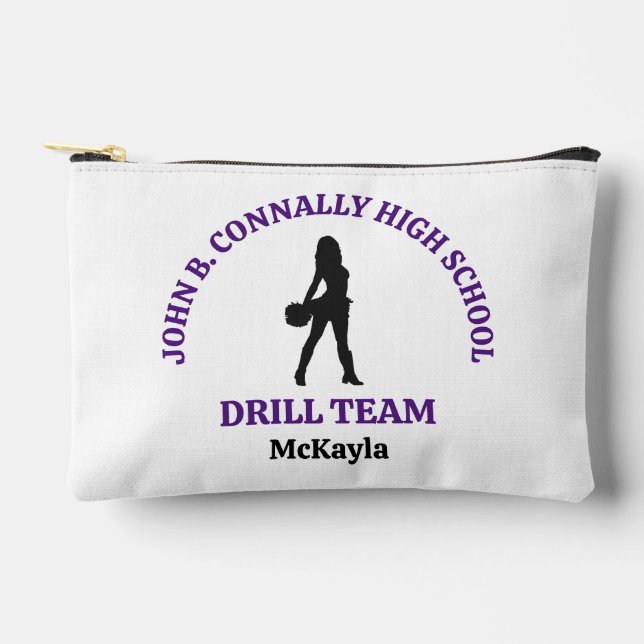 Purple High School Drill Team Dancer Personalized Accessory Pouch (Front)