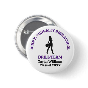 Purple High School Drill Team Dancer Personalized Button