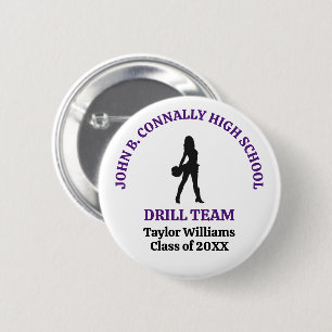 Purple High School Drill Team Dancer Personalized Button