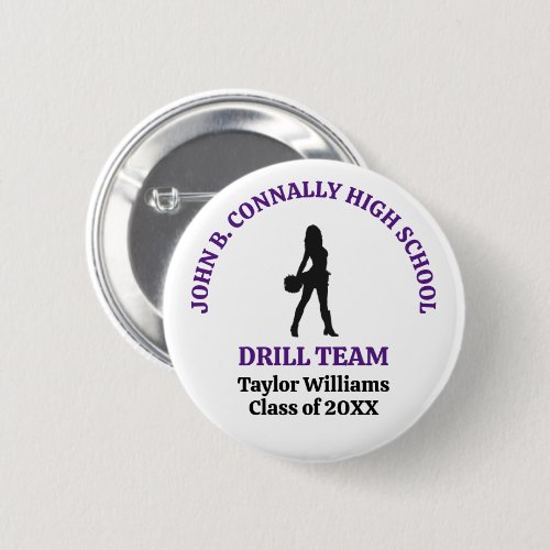 Purple High School Drill Team Dancer Personalized Button