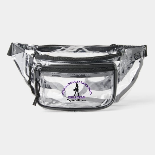 Purple High School Drill Team Dancer Personalized Clear Fanny Pack (Front)