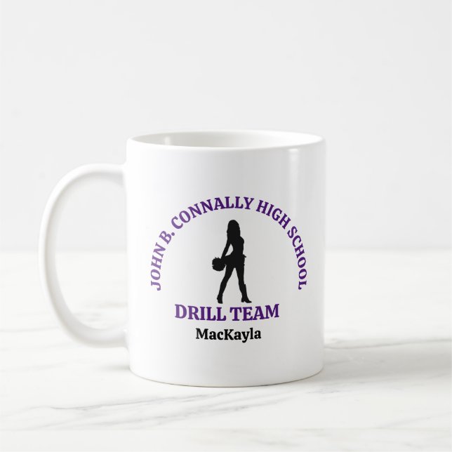 Purple High School Drill Team Dancer Personalized Coffee Mug (Left)