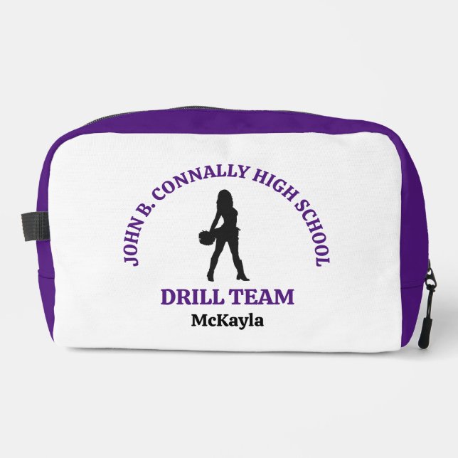 Purple High School Drill Team Dancer Personalized Dopp Kit (Front)