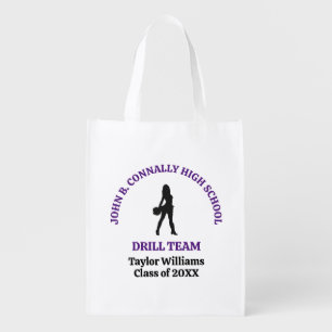 Purple High School Drill Team Dancer Personalized Grocery Bag