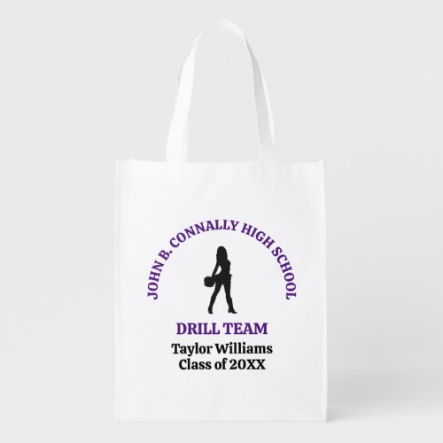 Purple High School Drill Team Dancer Personalized Grocery Bag