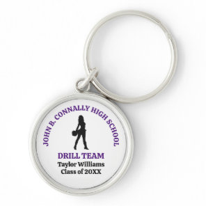 Purple High School Drill Team Dancer Personalized Keychain