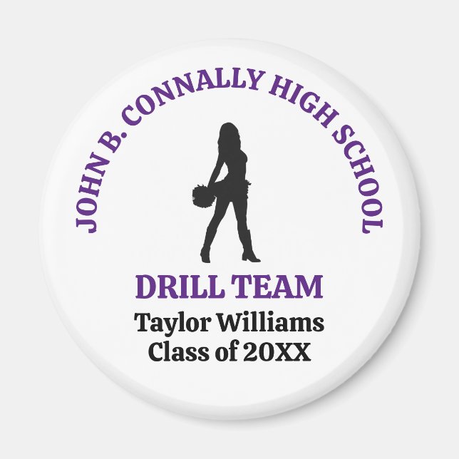 Purple High School Drill Team Dancer Personalized Magnet (Front)
