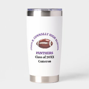 Purple High School Football Player Personalized Insulated Tumbler