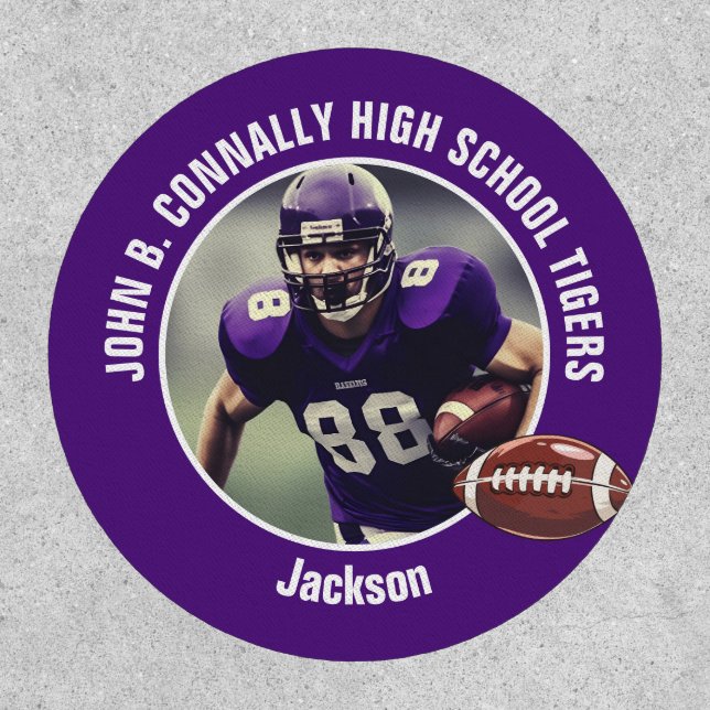 Purple High School Football Player Photo Patch (Front)