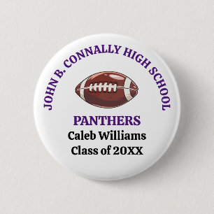 Purple High School Football Team Customized Button