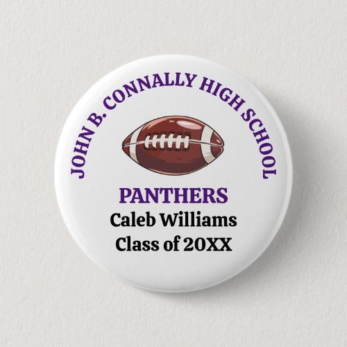 Purple High School Football Team Customized Button