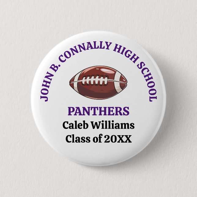 Purple High School Football Team Customized Button (Front)