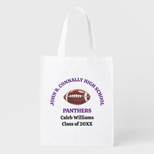 Purple High School Football Team Customized Grocery Bag