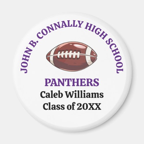 Purple High School Football Team Customized Magnet