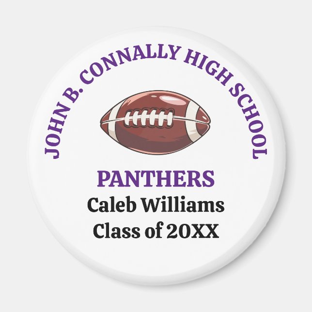 Purple High School Football Team Customized Magnet (Front)