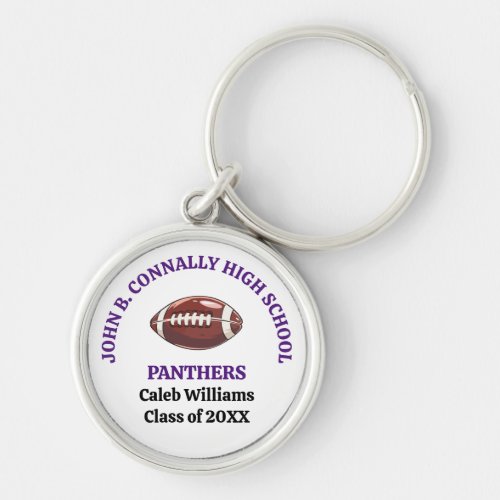Purple High School Football Team Personalized Keychain