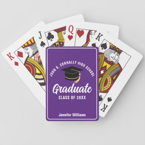 Purple High School Graduate Custom 2024 Graduation Playing Cards