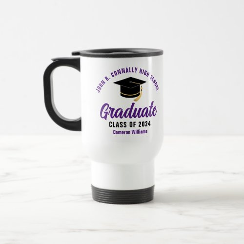 Purple High School Graduate Custom 2024 Graduation Travel Mug