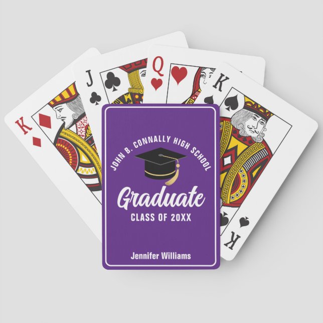 Purple High School Graduate Custom 2025 Graduation Poker Cards (Back)