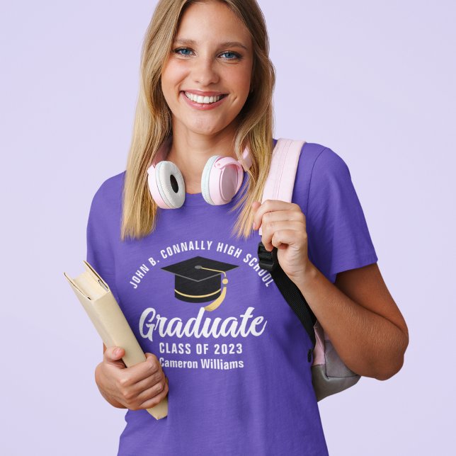 Purple High School Graduate Custom Graduation T-Shirt (Creator Uploaded)