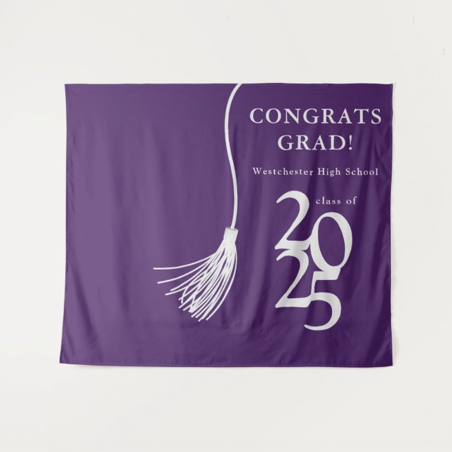 Purple High School Graduation Party Photo Backdrop (Front (Horizontal))