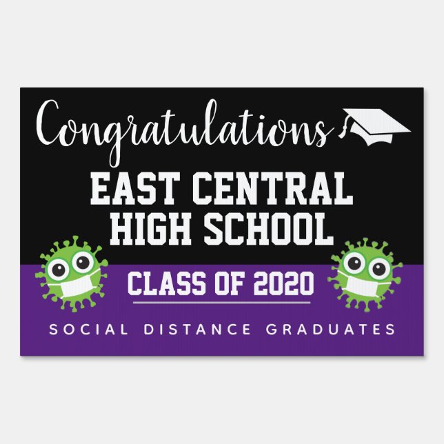 Purple High School Graduation Signs Yard (Front)