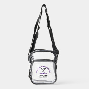 Purple High School Lacrosse Game Personalized Clear Crossbody Bag