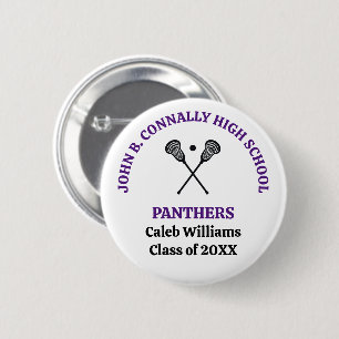 Purple High School Lacrosse Team Personalized Button
