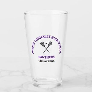 Purple High School Lacrosse Team Personalized Glass