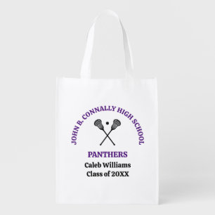Purple High School Lacrosse Team Personalized Grocery Bag