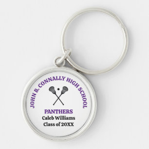 Purple High School Lacrosse Team Personalized Keychain