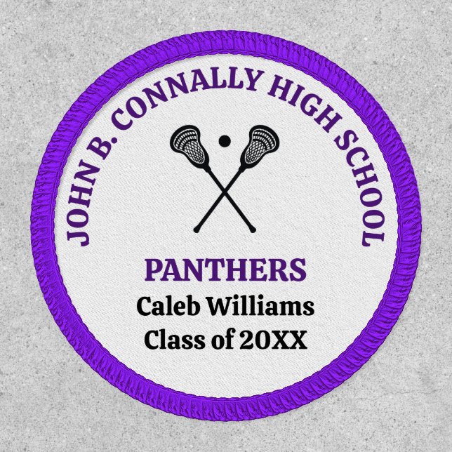 Purple High School Lacrosse Team Personalized Patch (Front)