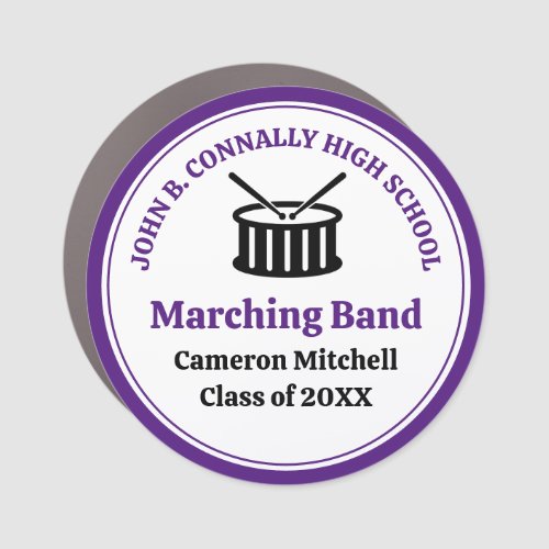 Purple High School Marching Band Custom Car Magnet