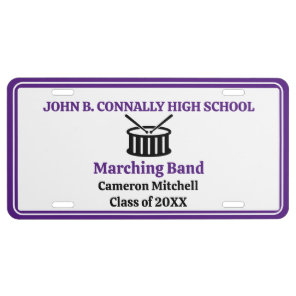 Purple High School Marching Band Custom License Plate