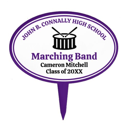 Purple High School Marching Band Custom Party Cake Topper