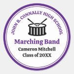 Purple High School Marching Band Custom Party Classic Round Sticker