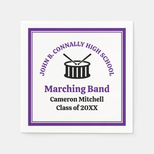 Purple High School Marching Band Graduation Party Napkins