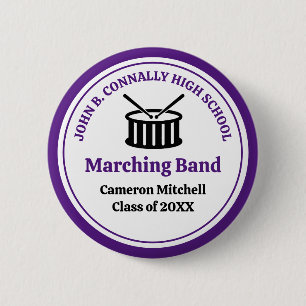 Purple High School Marching Band Name Tag Button