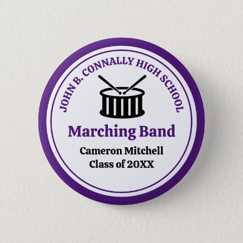 Purple High School Marching Band Name Tag Button