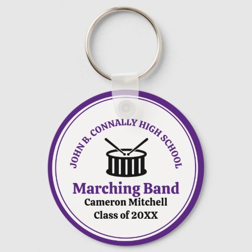 Purple High School Marching Band Personalized Keychain