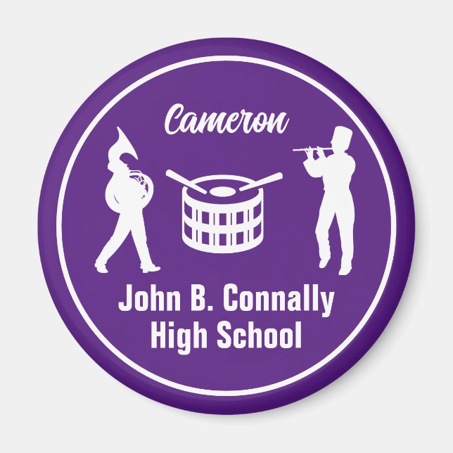 Purple High School Marching Band Personalized Magnet (Front)