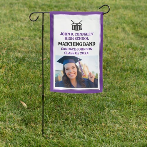 Purple High School Marching Band Photo Custom Garden Flag