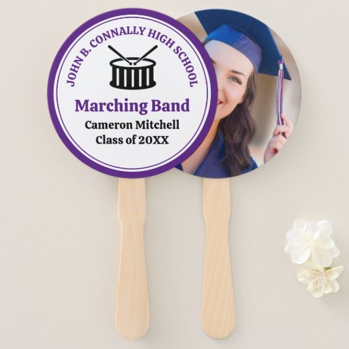 Purple High School Marching Band Photo Custom Hand Fan