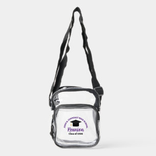 Purple High School Reunion Custom Alumni Clear Crossbody Bag