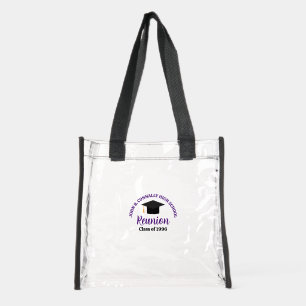 Purple High School Reunion Custom Alumni Clear Tote Bag