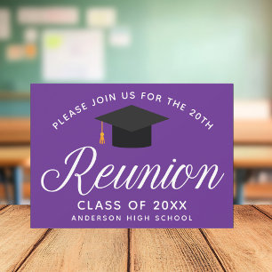 Purple High School Reunion Custom Party Invitation